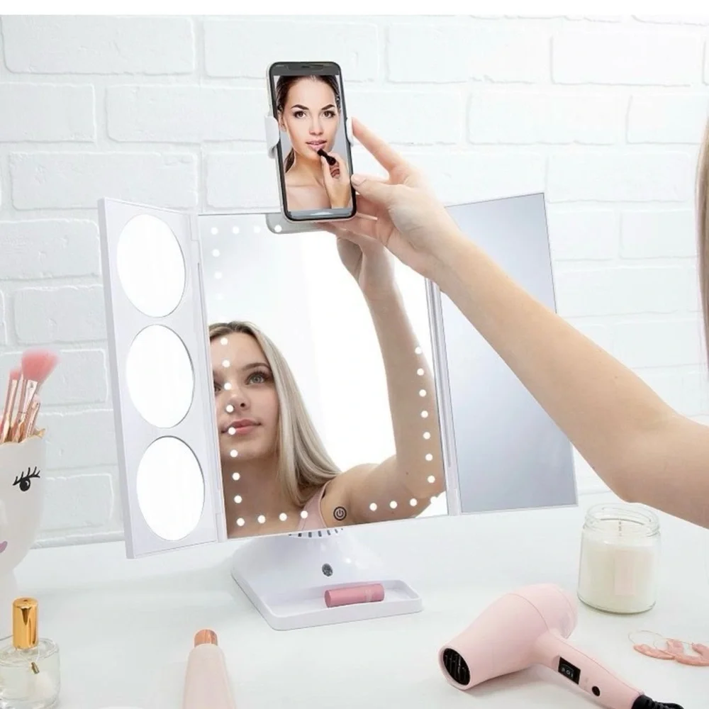 GloTech Bluetooth LED Makeup Mirror with Phone Attachment
